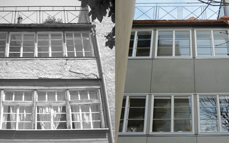 Griesmühlstraße Hofansicht vorher - nachher